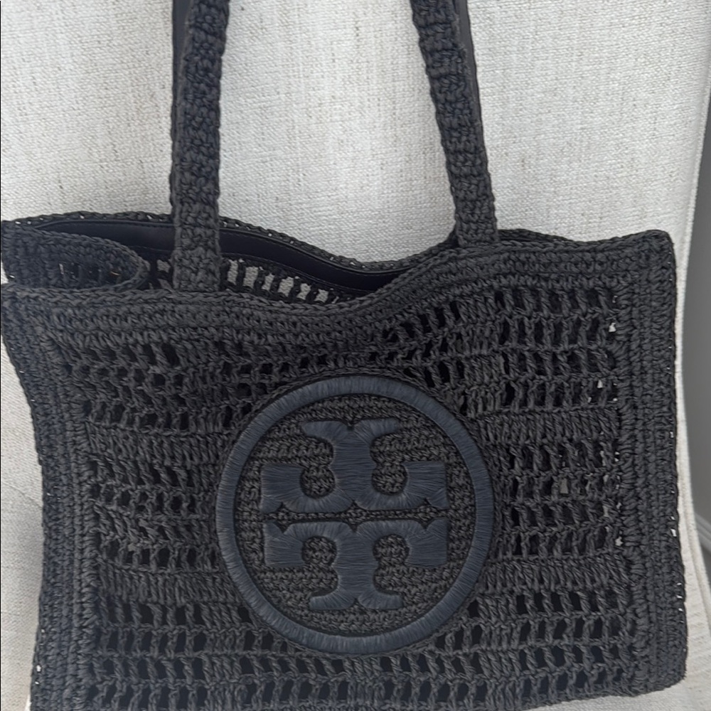 Tory Burch Black Woven Tote Bag